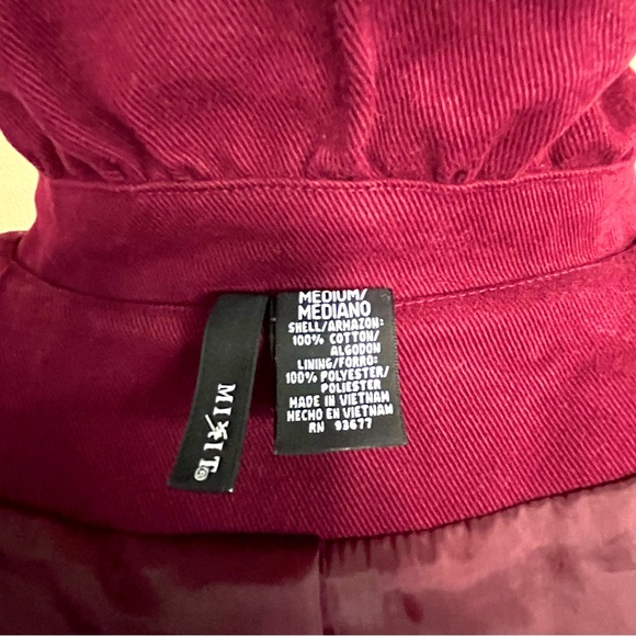 MIX IT Cropped Cotton Double Breasted Jacket Burgundy Size M Women’s EUC - Picture 8 of 9